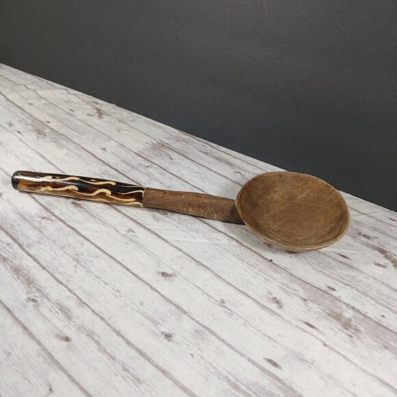 Batik Bone Inlay Hand Carved Wooden Serving/Salad Spoon Kenya Africa 12.5" - Picture 4 of 8